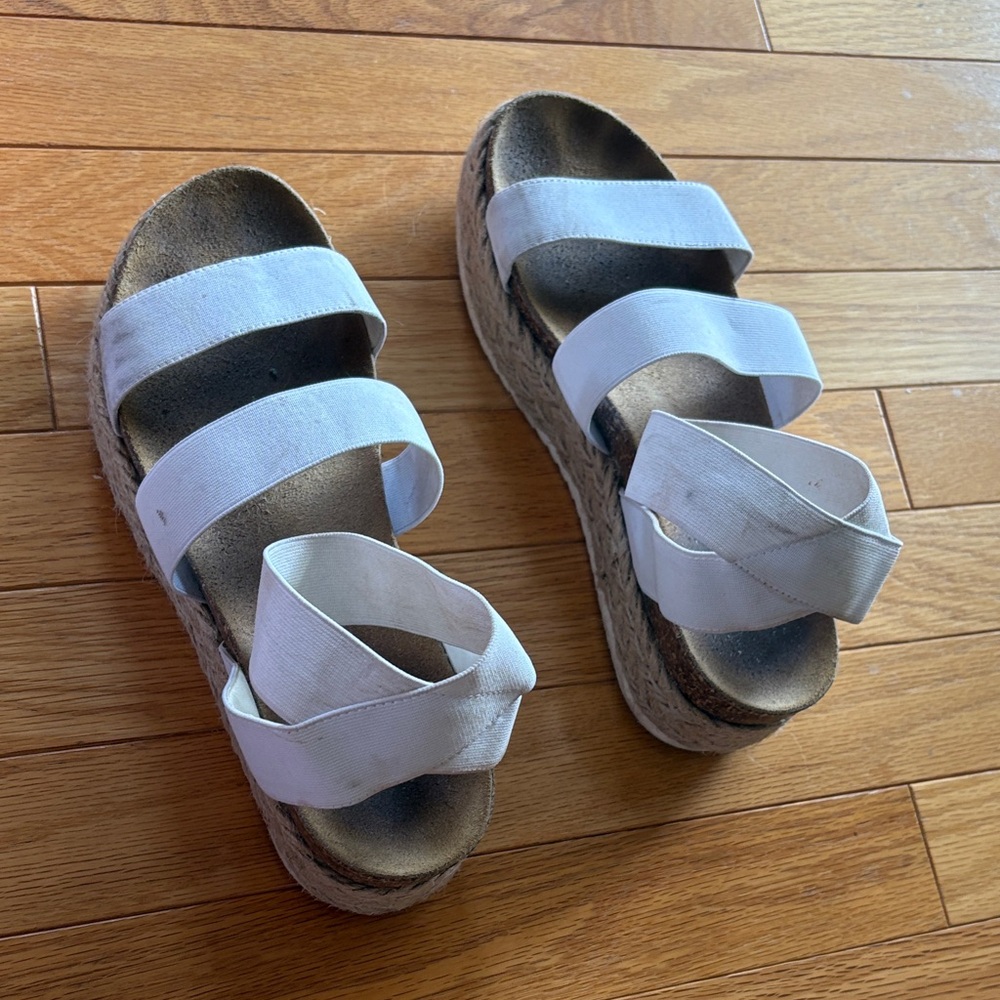 Steve Madden White Platform Sandals